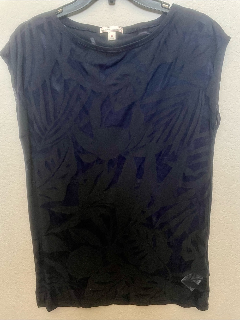 GAP Navy Blue Leaf-Print Sleeveless Sheer Tank